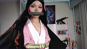 Nezuko'S Cum-Covered Face In A Cartoon Cumming