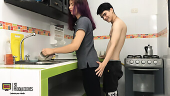 Big Ass Teen Gets Fucked While Doing The Dishes