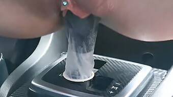 Amateur Teen Rides On Gearshift In Close-Up