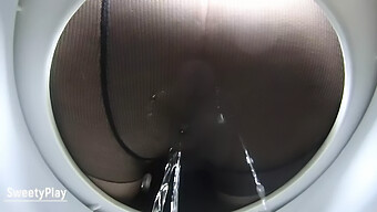 Close-Up Of Pantyhose Dripping In The Shower