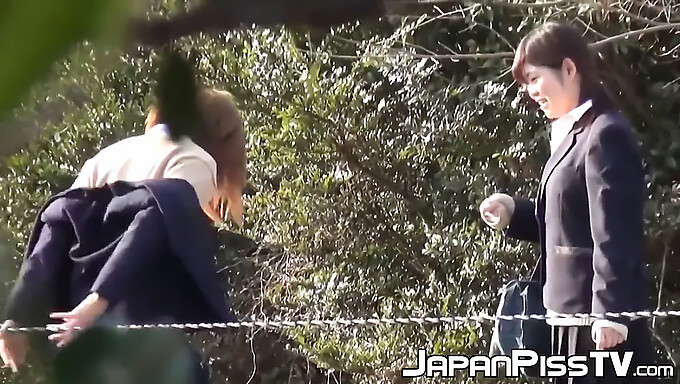 Japanese Schoolgirls Get Naughty And Pee In Public