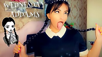 Homemade Deepthroat And Oral On Wednesday Addams Cosplay